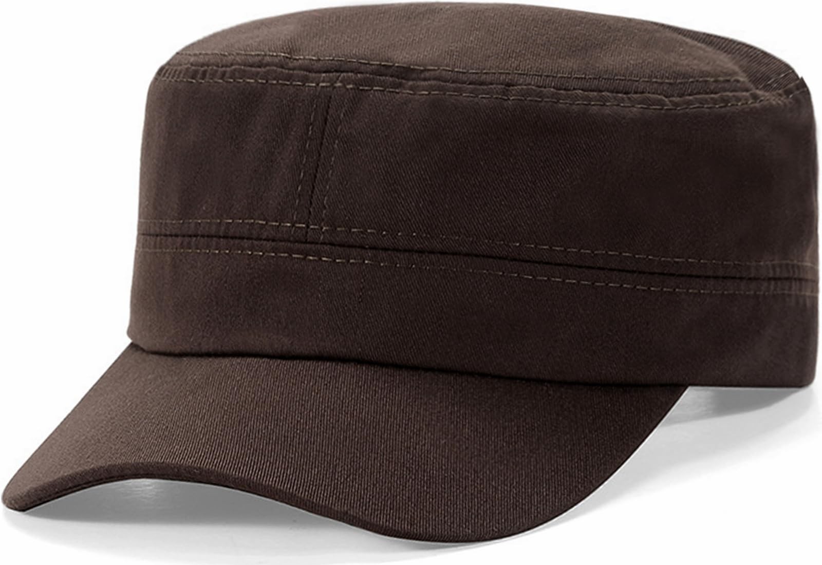 YeeHeen Unisex Cadet Army Cap Flat Top Twill Military One Size, Brown