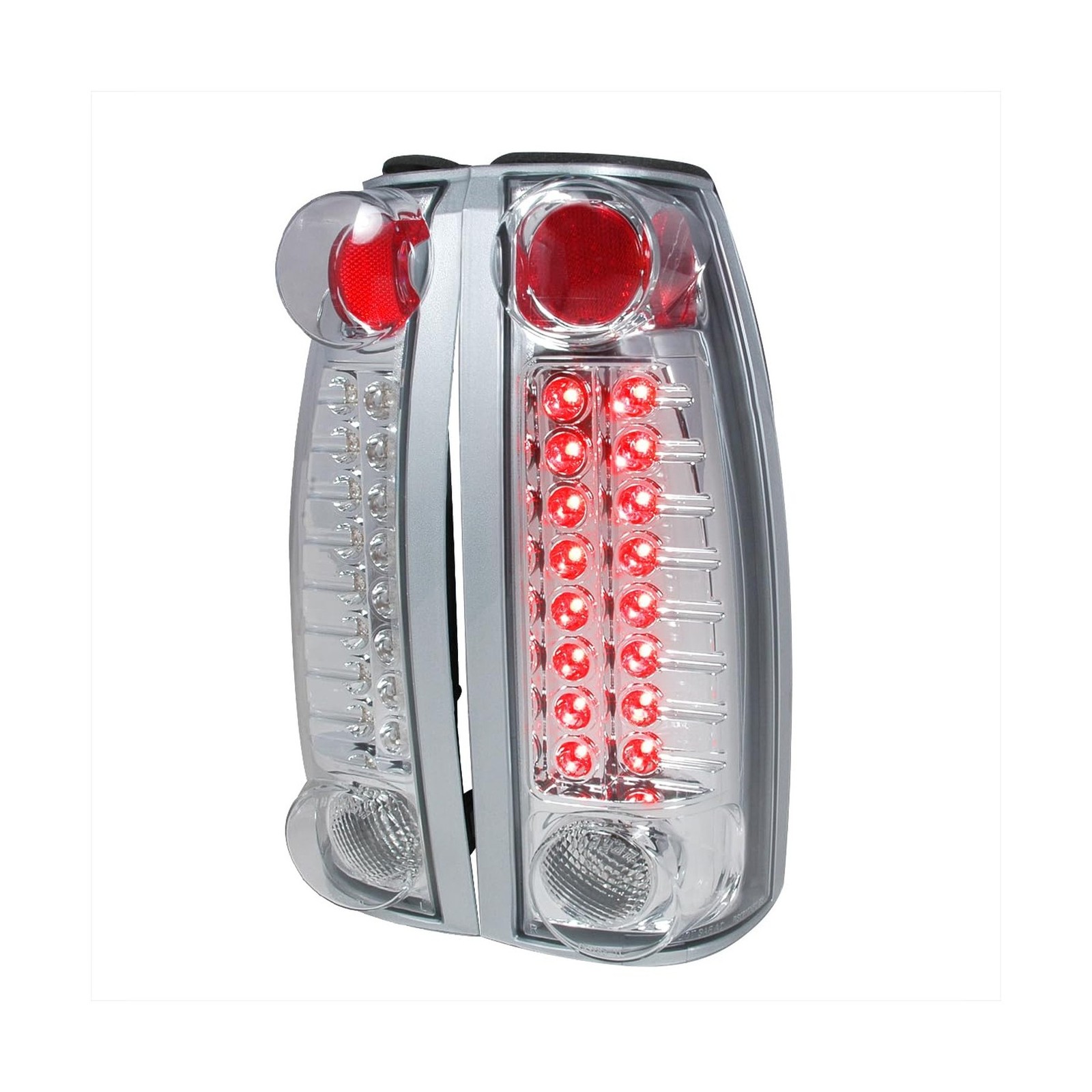 SPEC-D TUNING Chrome Housing Clear Lens LED Tail Lights Compatible with 1988-...