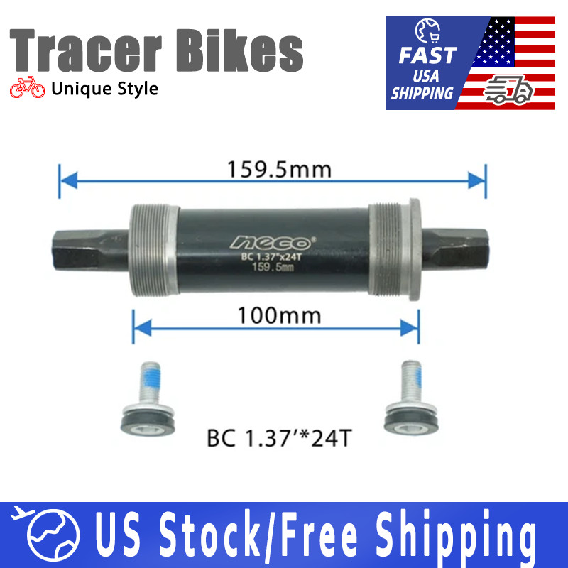 NECO 1.37" x24T Fat Bike Bottom Bracket Shell width 100mm axle length 159.5mm