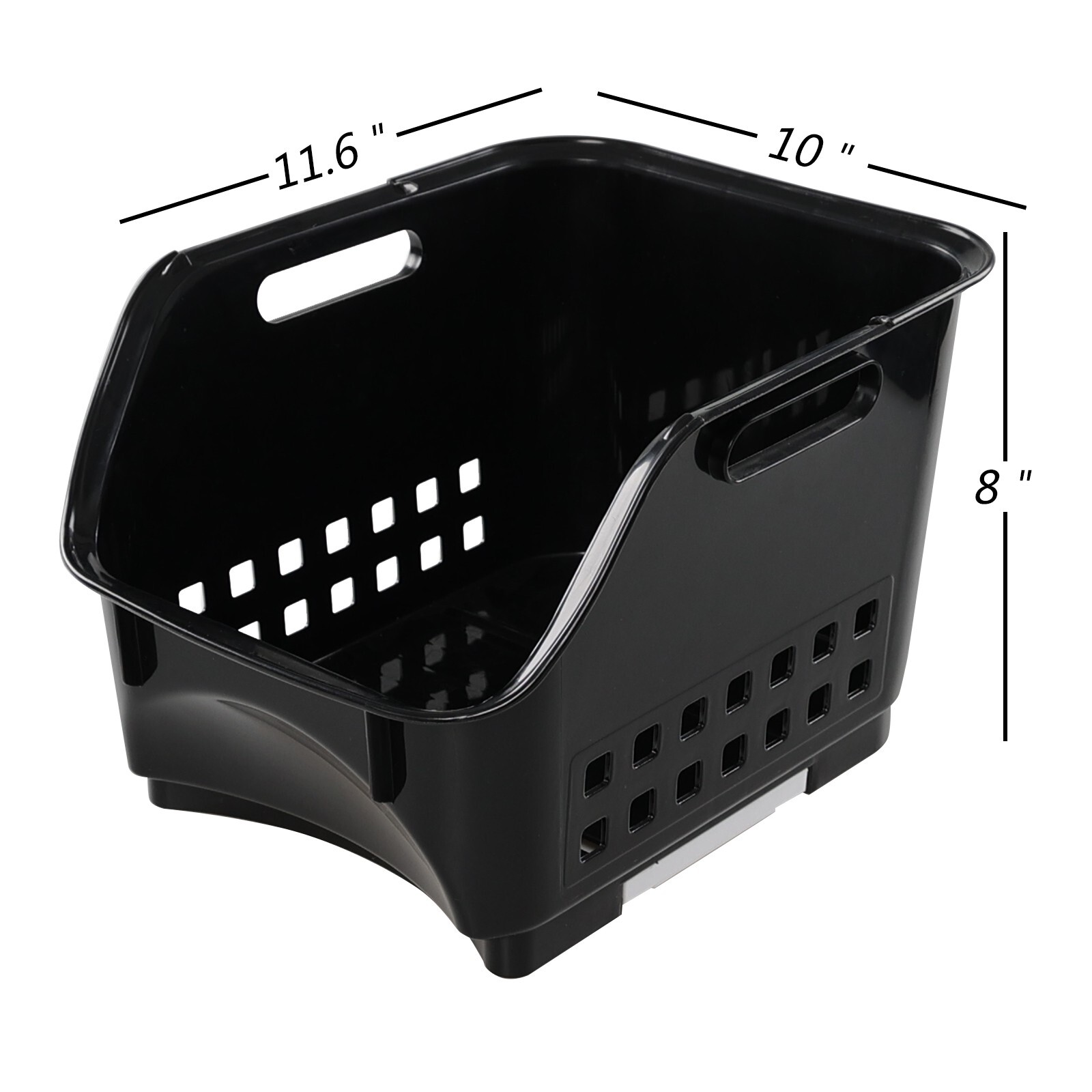 Cand 3-Pack Black Plastic Stacking Organizer Basket, Plastic Stackable Basket