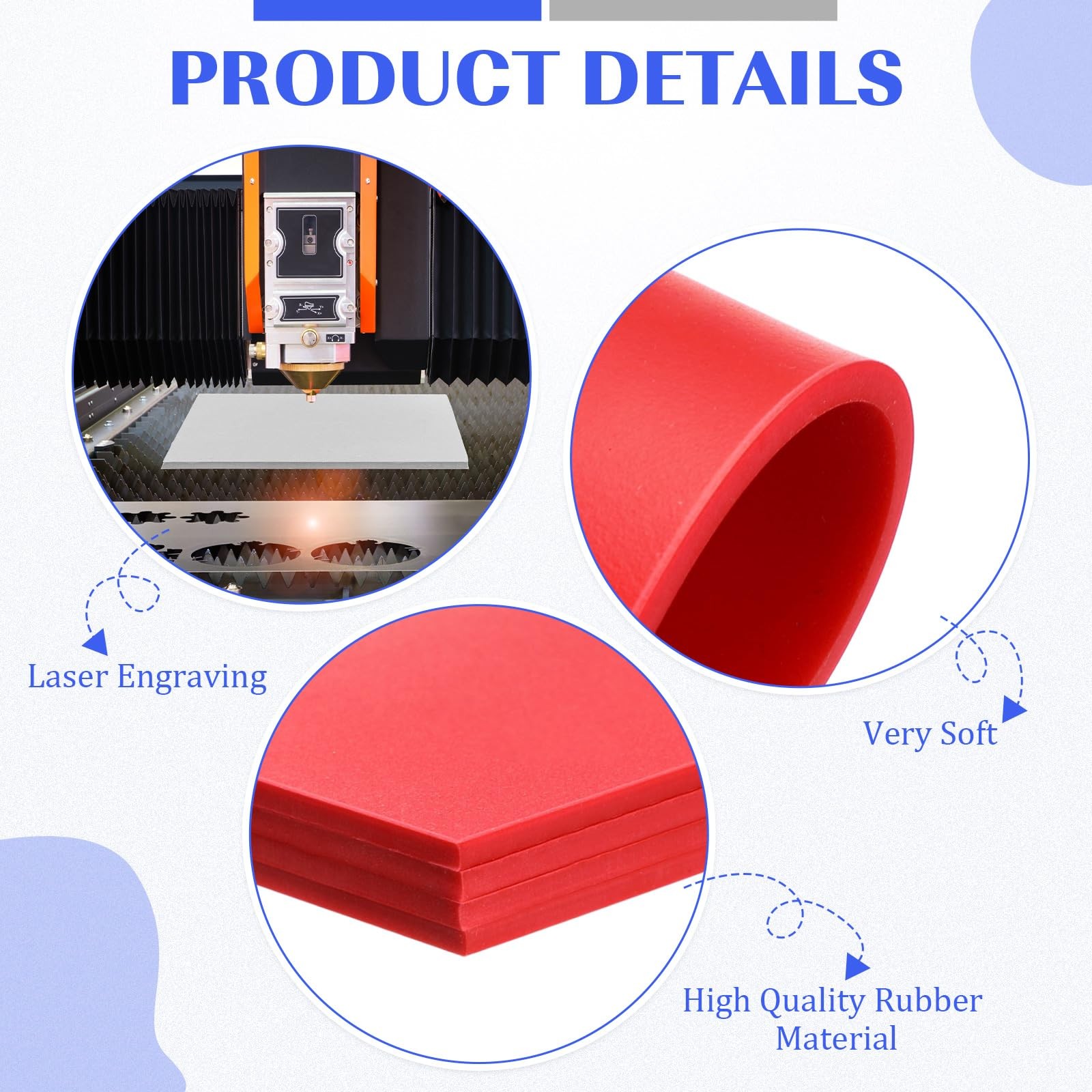 Gilprop 12 Pcs Rubber Stamp Sheets 2" x 2", 3" x 3", x 4", x Red