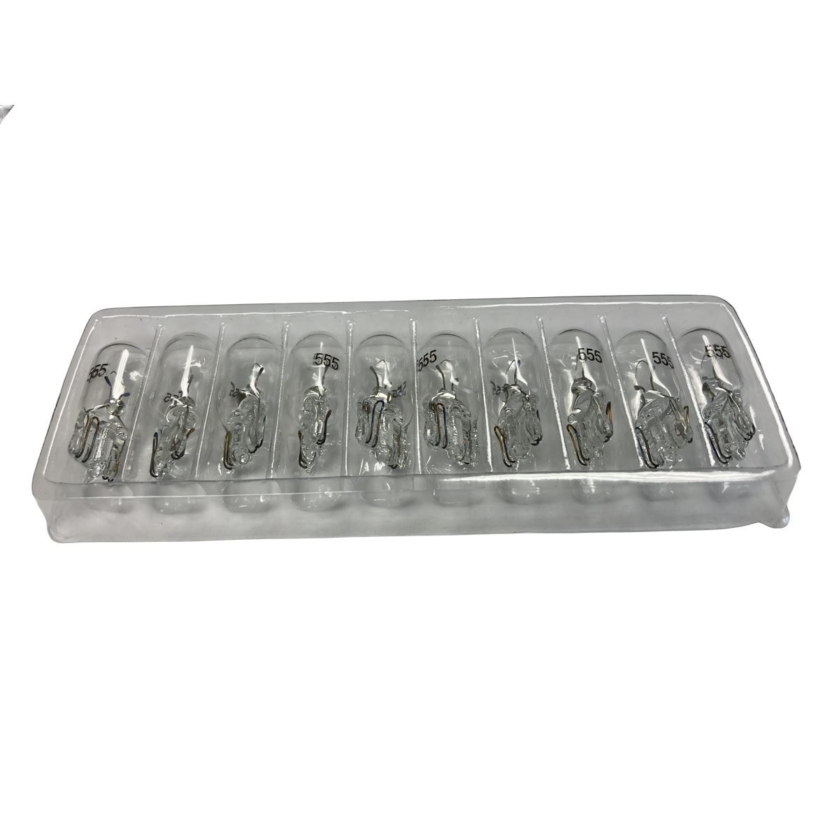 555, 6.3V .25A T3-1/4, Small Wedge Base Lamp Light Bulb - Clear - Box of 10