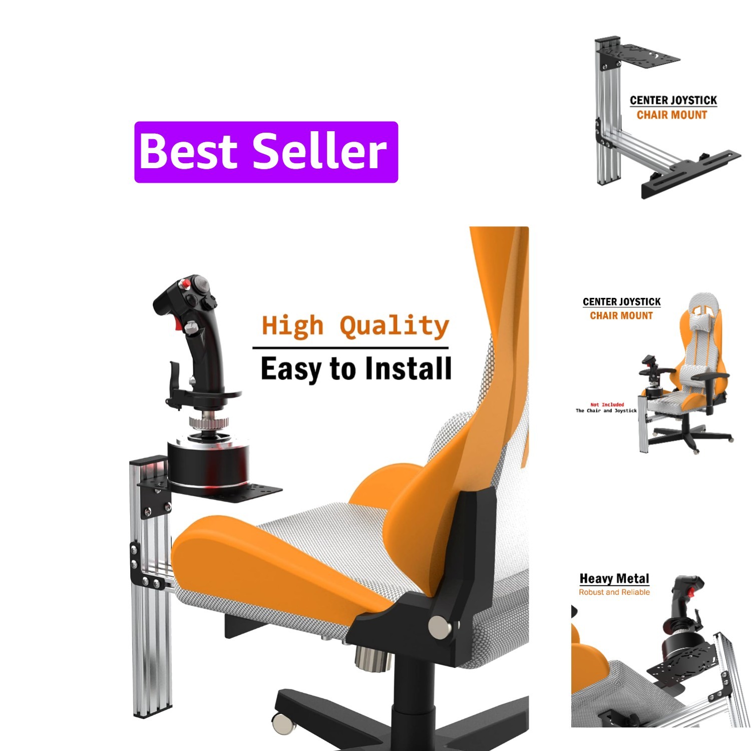 SIM Fighting Joystick Center Chair Mount Flight Stick Chair Mount Use for T-F...