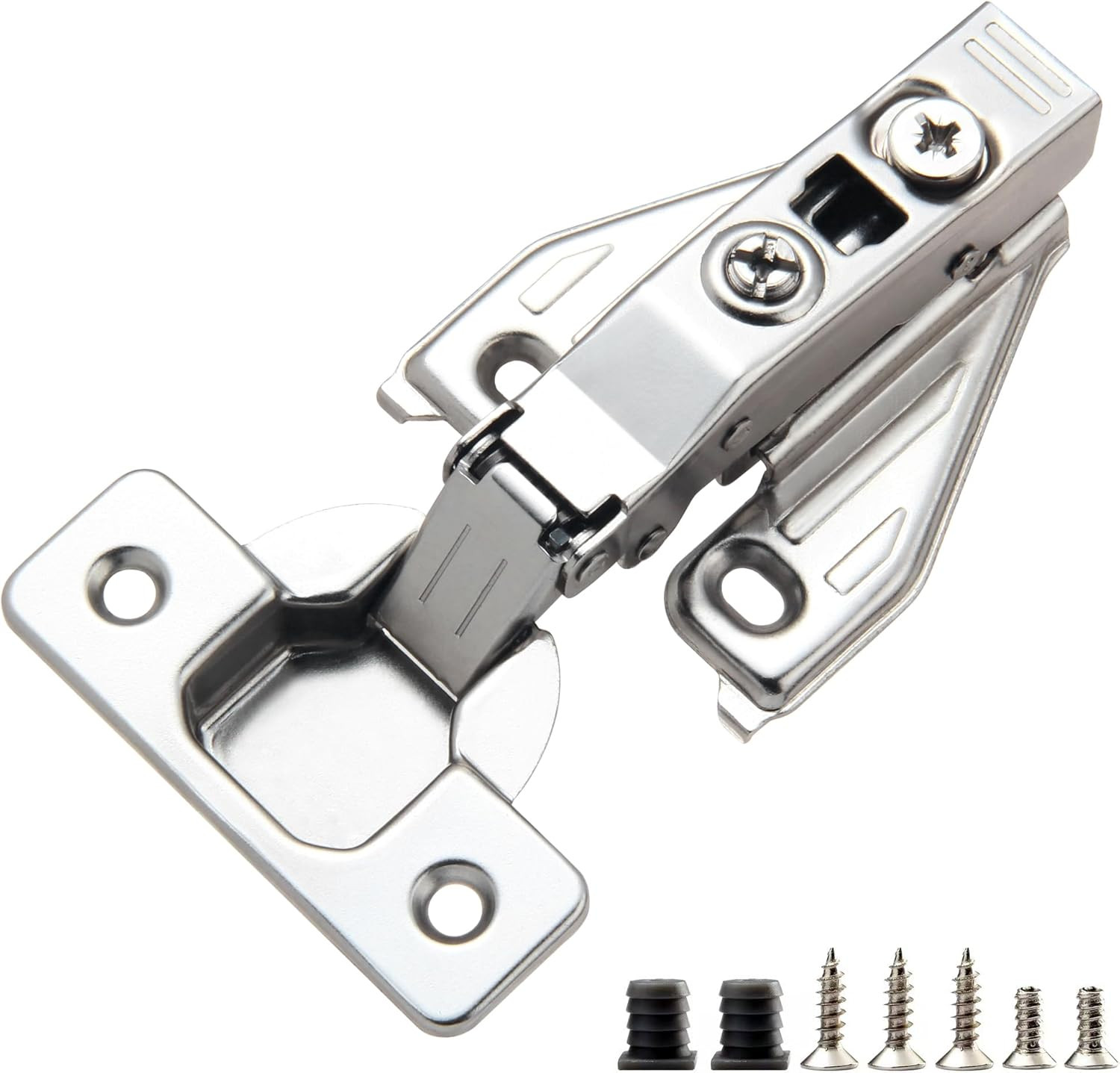 60 Pack Soft Close Hidden Hinges for Kitchen Cabinets, 105° Adjustable