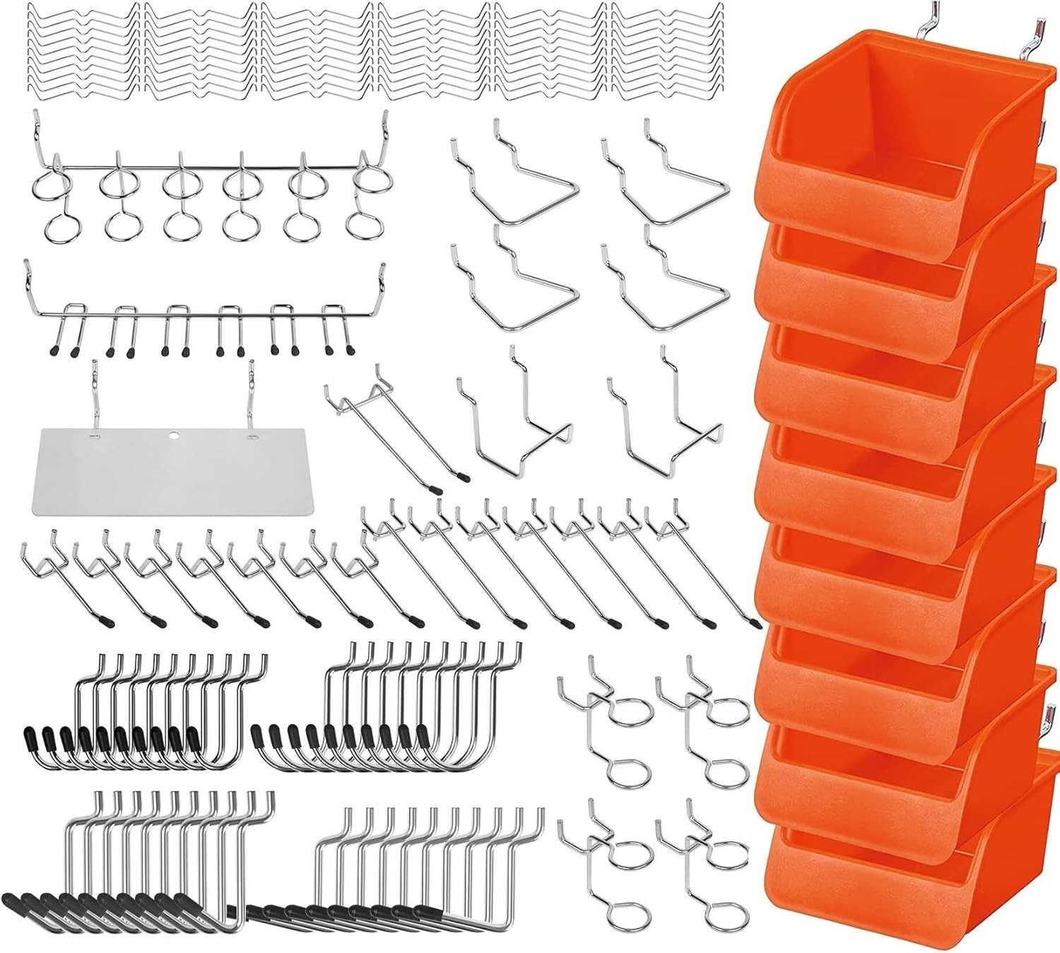150 pcs Heavy Duty Pegboard Hooks Set Chrome Assortment for Garage Workshop