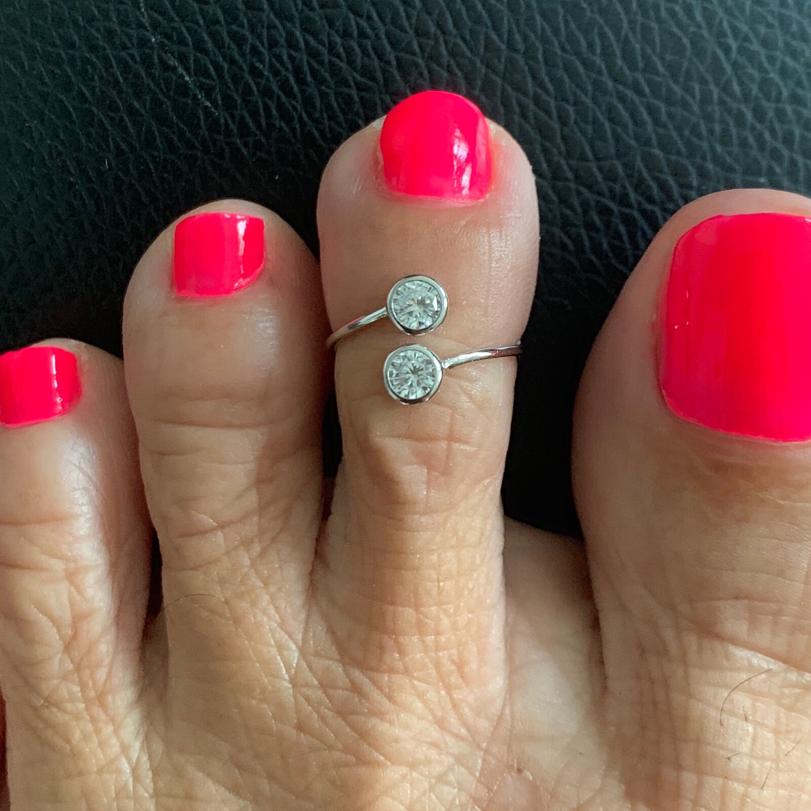 Sterling Silver Round CZ Toe Ring, Silver Ring, CZ Ring