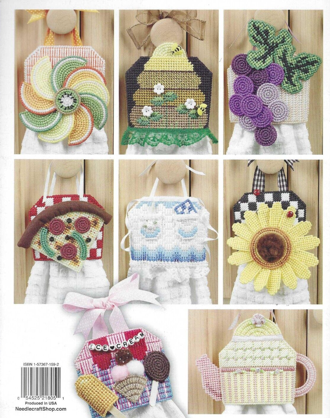 Towel Toppers in Plastic Canvas Pattern Fun Designs Fruit Flower Tea Pot