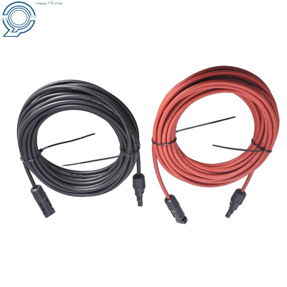 1 Pair 30 FT Black + Red 12AWG Solar Panel Extension Cable Wire Connector