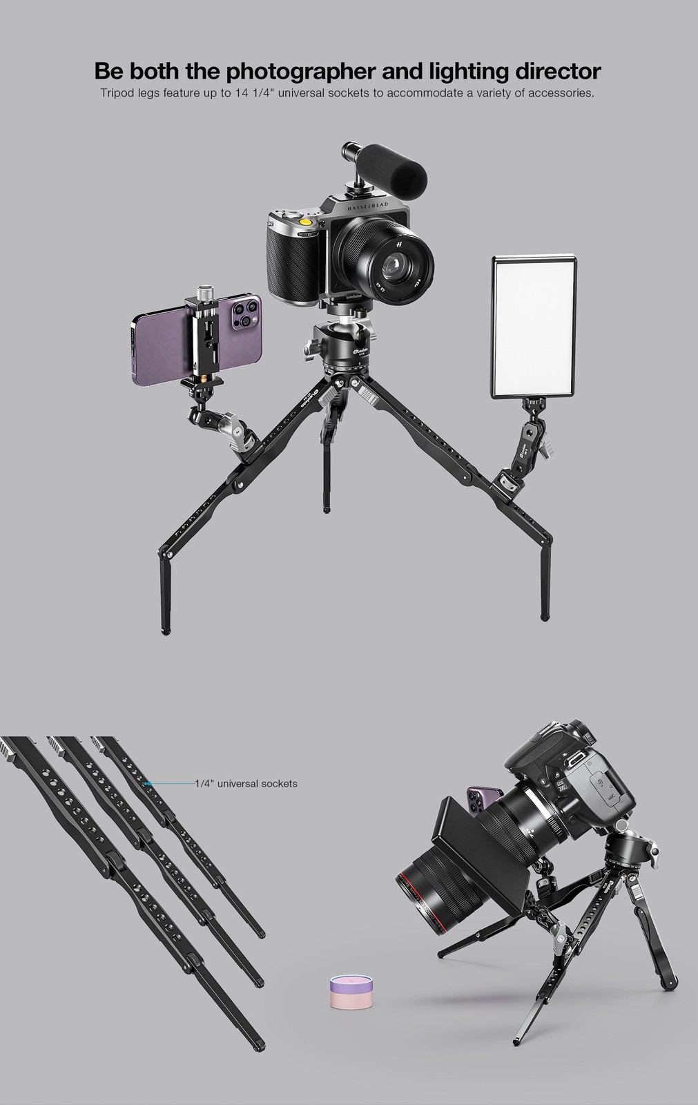 Leofoto MT-04 Upgraded Folding Aluminum Mini Tripod with Bag