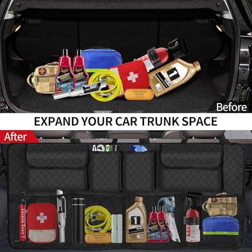 Car Trunk Organizer and Storage, Large Capacity Backseat Hanging Storage Black