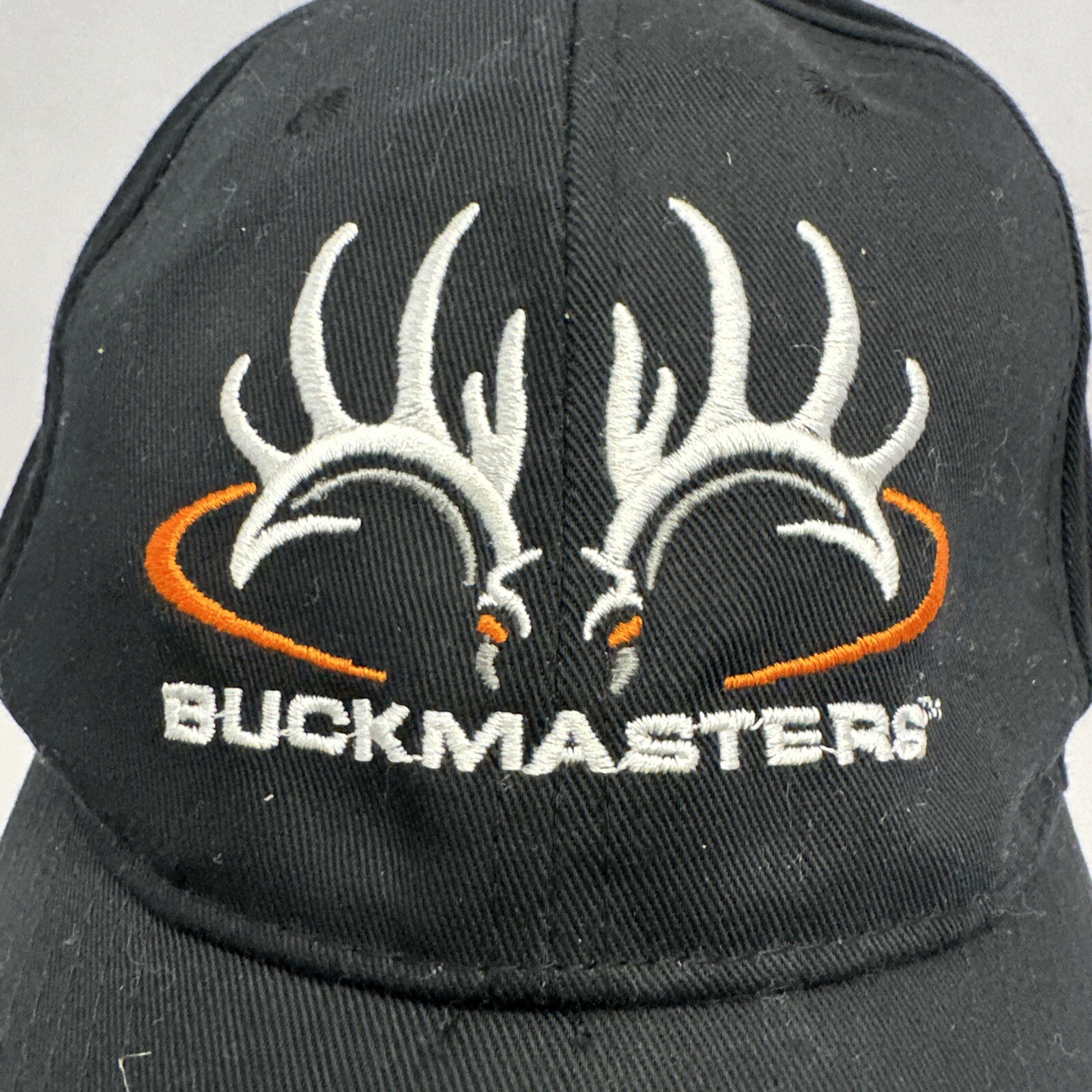Buckmasters Black Hat Cap w Antlers on Front NAPA Know How Hook Loop EUC