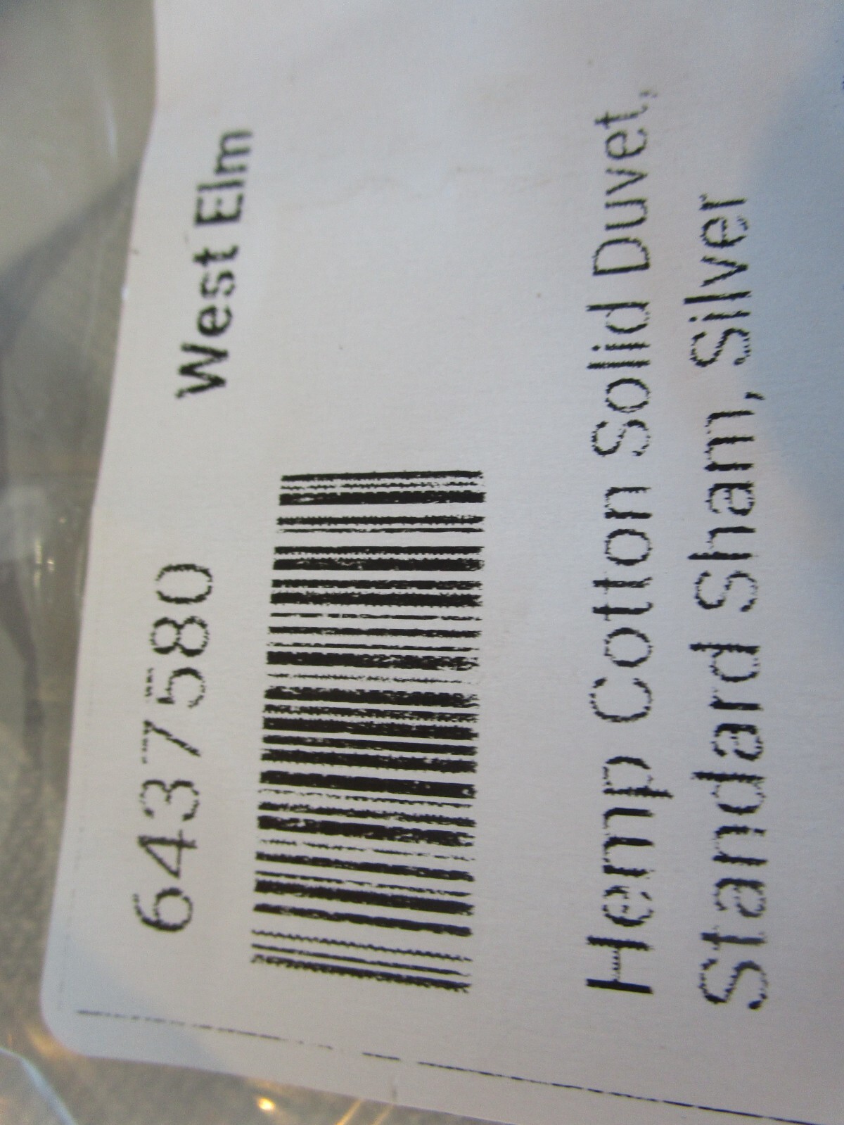 2 West Elm Hemp cotton standard shams silver New w tags