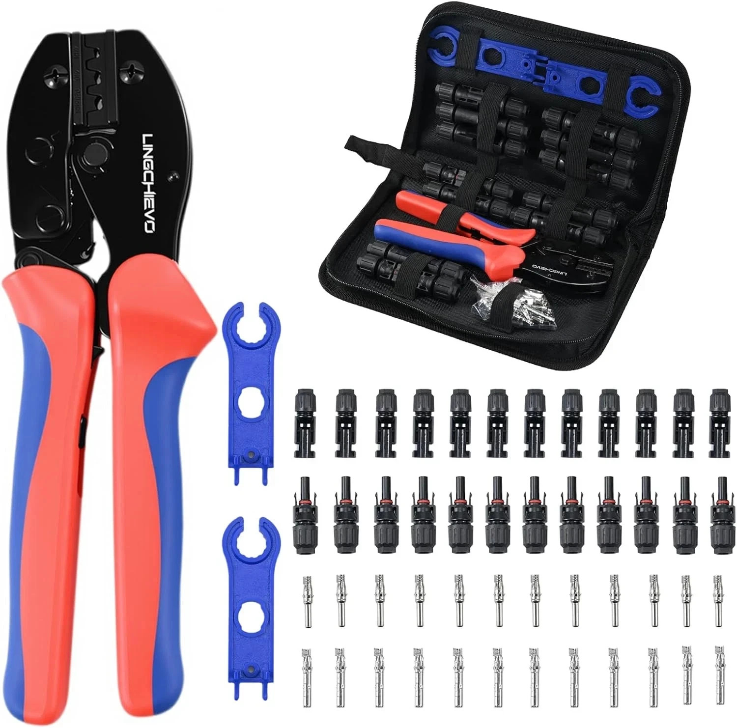 Solar Crimper Tool Kit With 12Pcs MC4 Connectors 2 Solar Connector Spanner Wrenc
