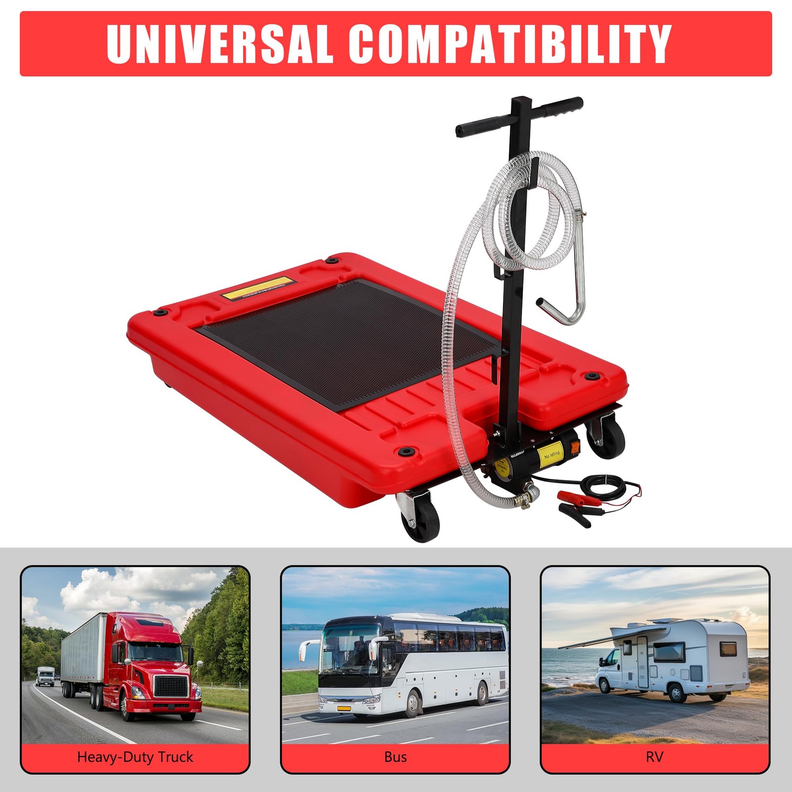 ⭐17Gallon Oil Drain Pan w/12V Electric Pump,Low Profile Oil Change Pan w/Handle