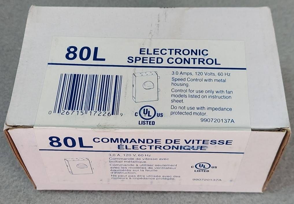 Broan 80L Electronic Speed Control Variable 3.0 Amp 120V 60HZ NOS NEW SEALED