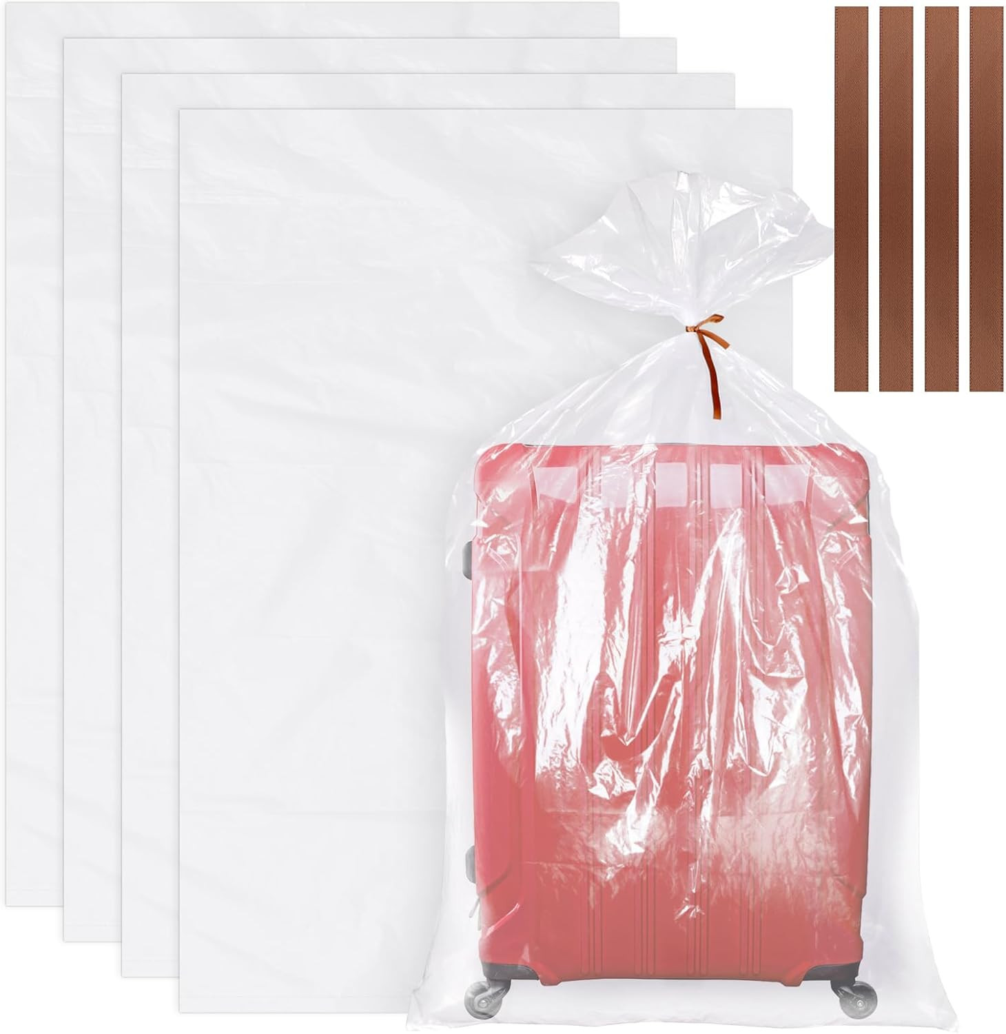 4 Pack Large Clear Plastic Bags, 40" X 60" Moistureproof Dustproof Large Stor...