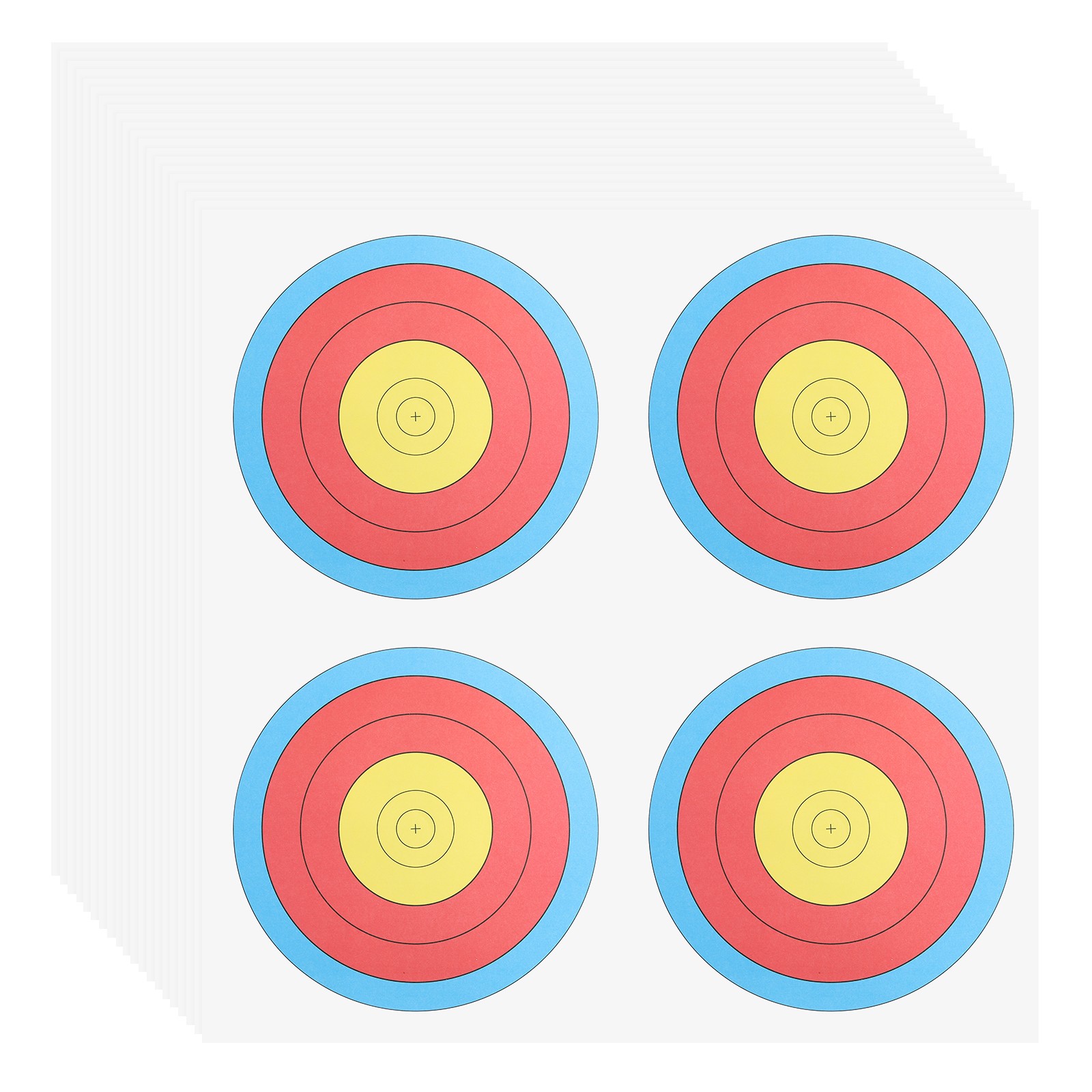 30Pcs Archery Target Paper 7"x7"(19x19cm) Standard 3 Spot Multicolor