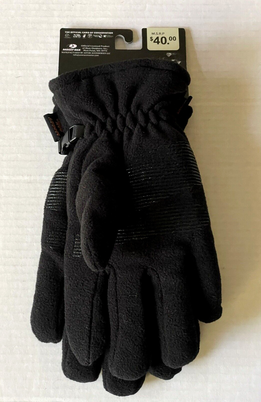 Mossy Oak Black Gloves Non-Slip Palms Warm Winter Work Men's Size S/M NWT