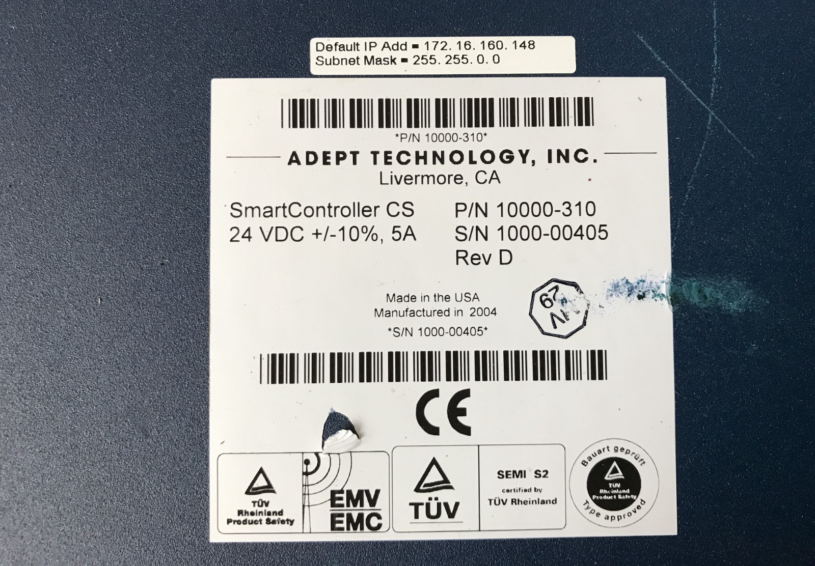 ADEPT SmartController CS 10000-310 Rev D SmartServo