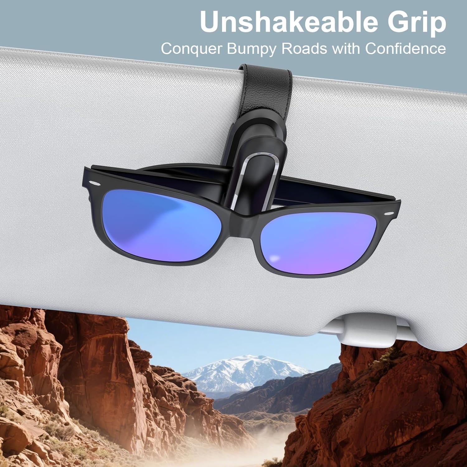 pack of 2_Veharvim Sunglass Holder for Car (One-Handed-Operation