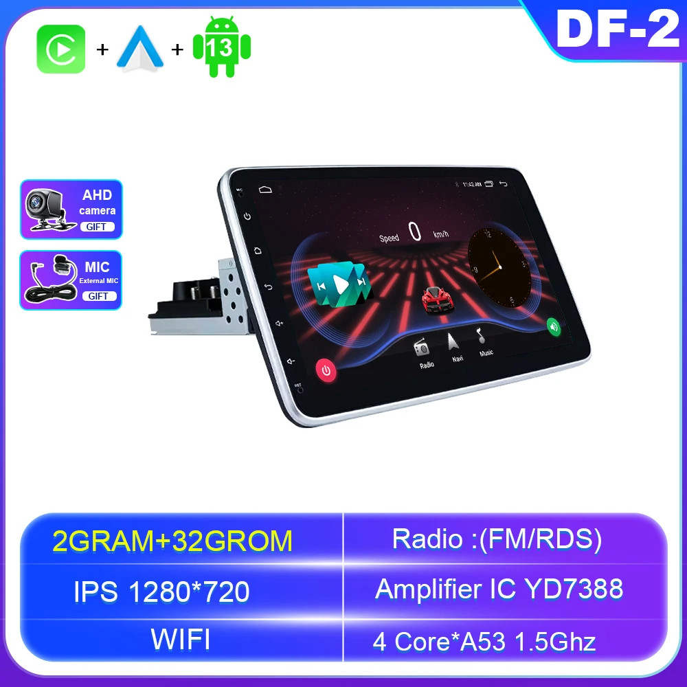 Universal 360° Rotatable CarPlay Multimedia Player Car Radio Android GPS Stereo