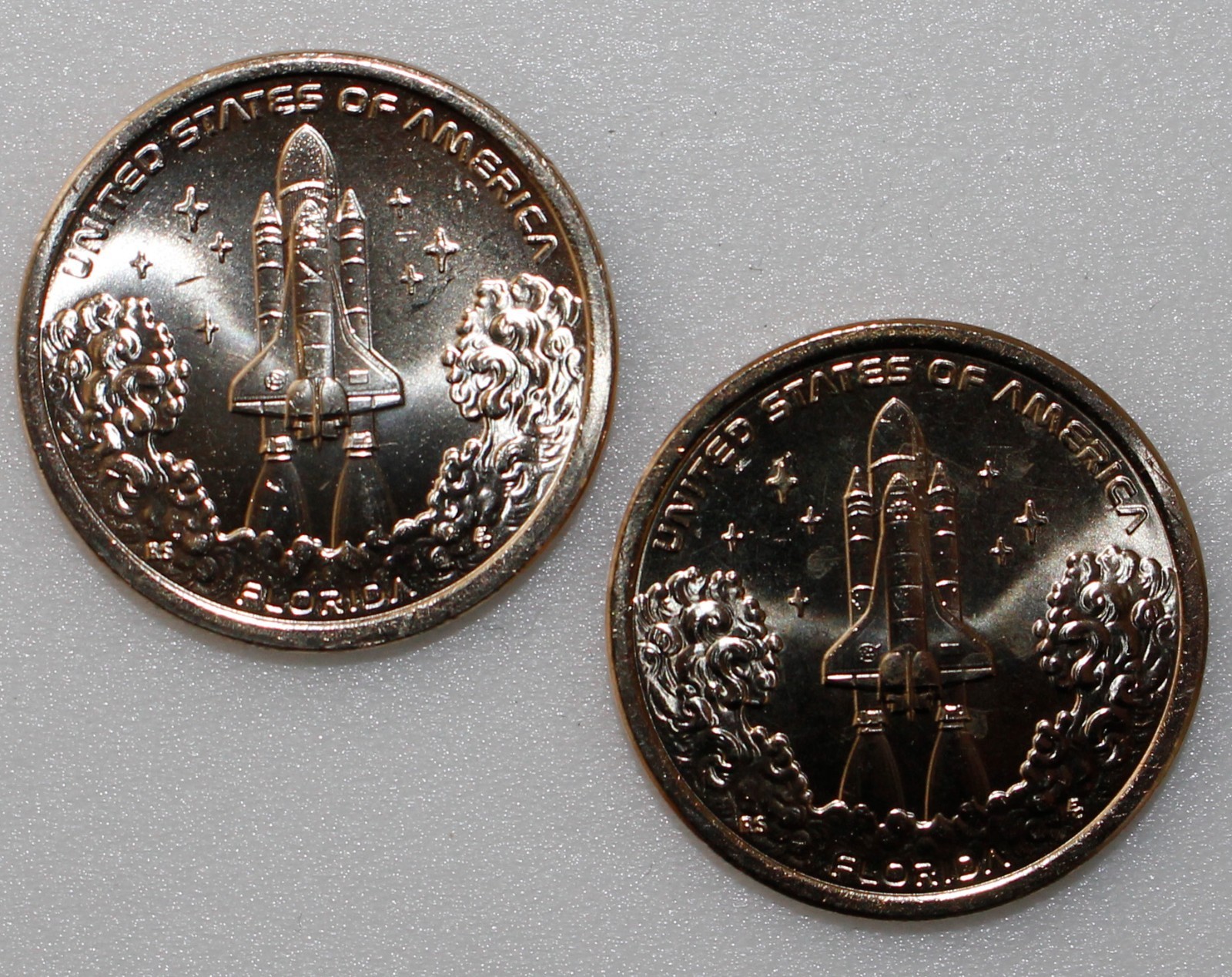 2025 P+D FLORIDA Innovation Golden Dollar Space Shuttle Program 2 Coin $1 Set