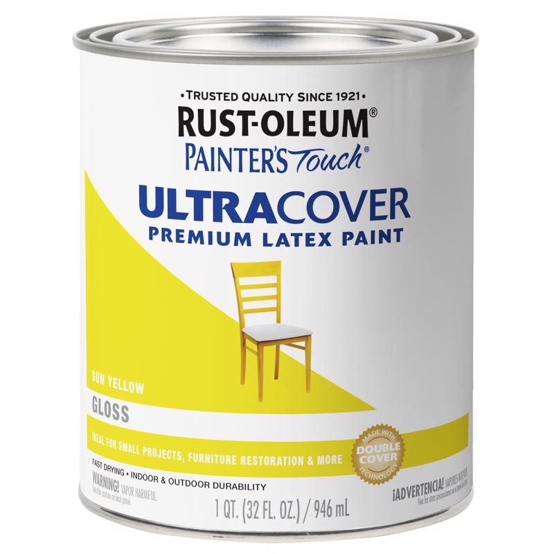 Rust-Oleum Ultra Cover GLOSS 1 qt. Premium Latex Paint SUN YELLOW 1513605 NEW