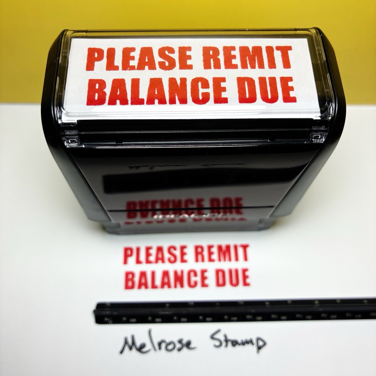 Please Remit Balance Due Rubber Stamp Red Ink Self Inking Ideal 4913