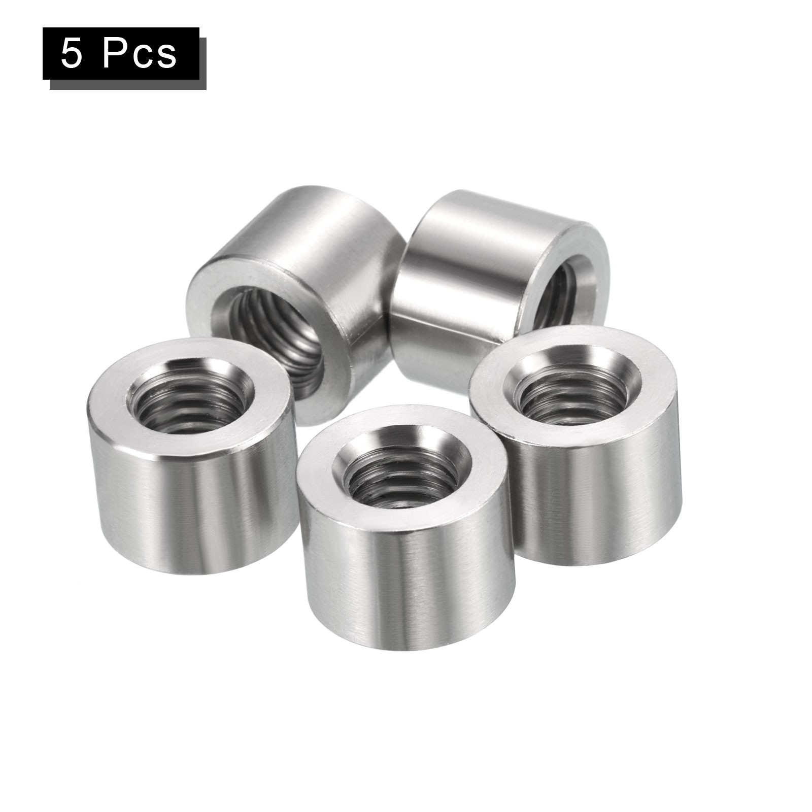 5Pcs Round Connector Nuts, M8x10x14mm Coupling Nut Sleeve Rod Bar Stud Nut