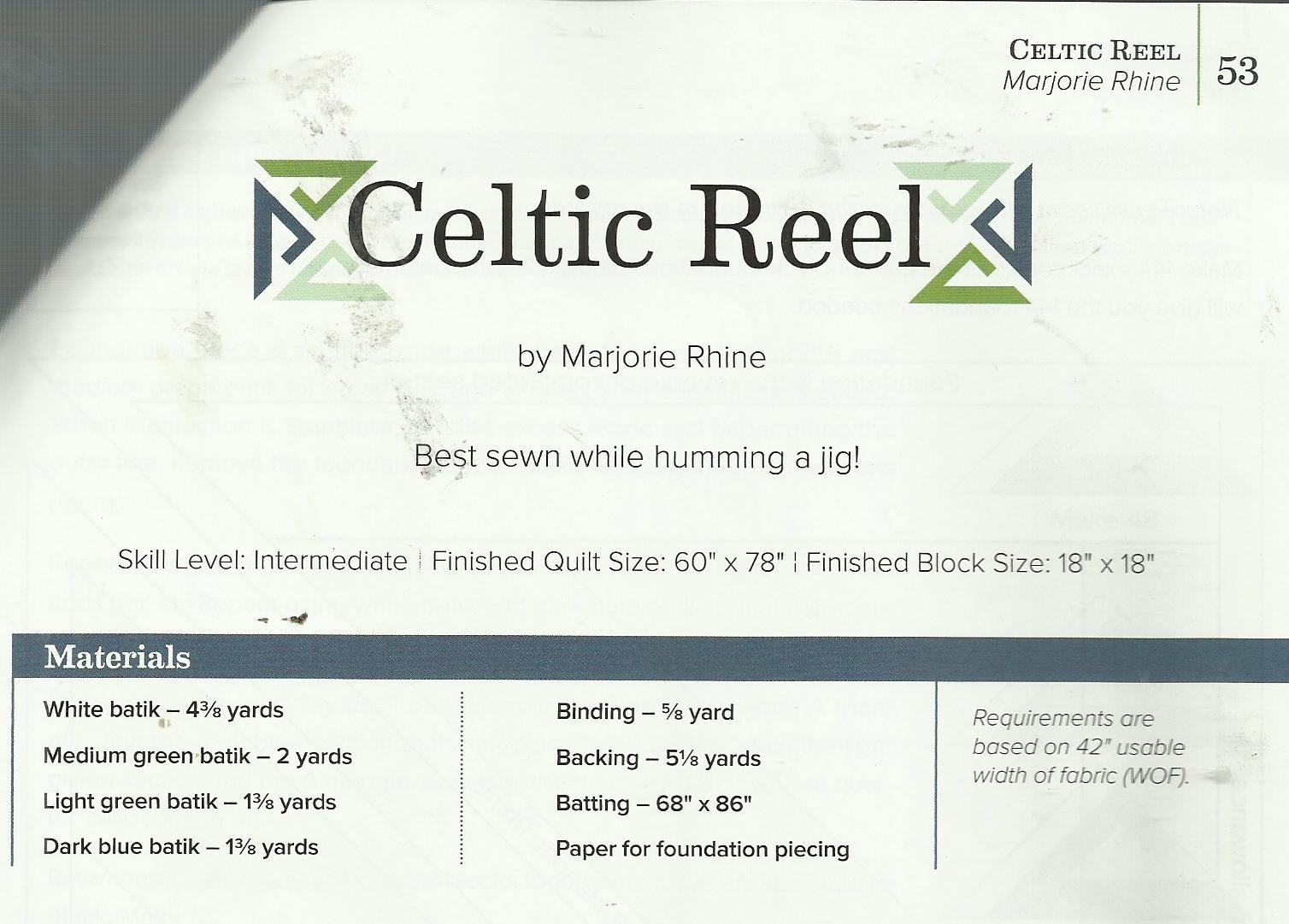 E0613 CELTIC REEL QUILT PATTERN/INSTRUCTIONS