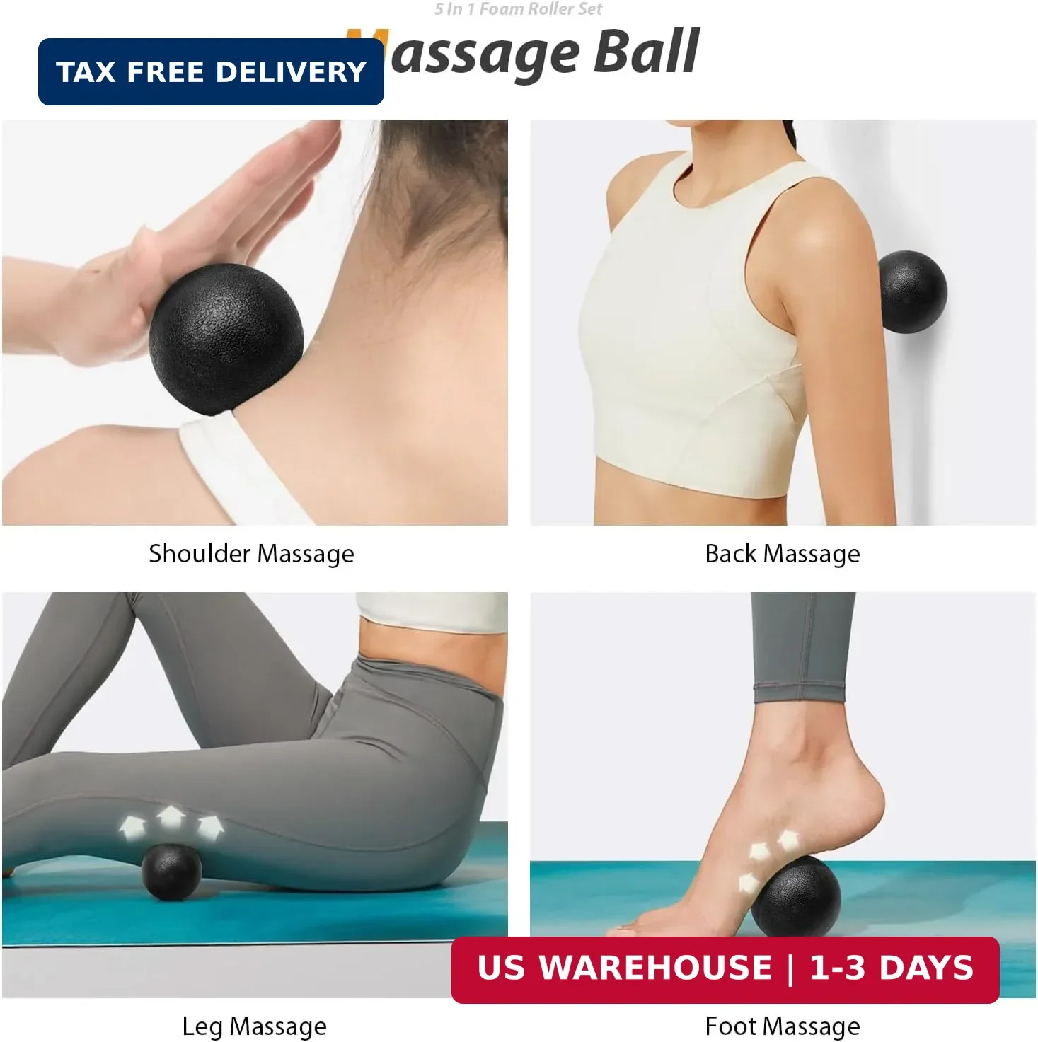 5 in1 Foam Roller Set, Trigger Point Foam Roller Deep Tissue | Massage Roller St