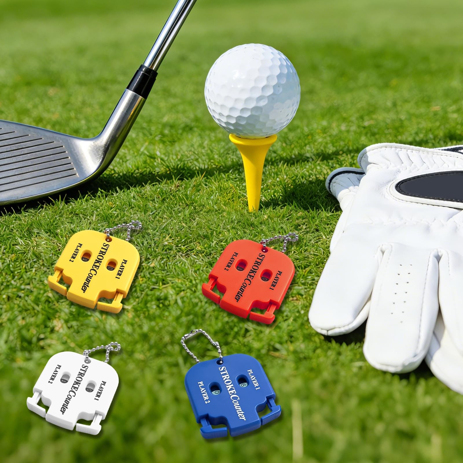 4 Pcs Golf Stroke Counters, Portable Golf Score Counter, 2-Player Score Count...