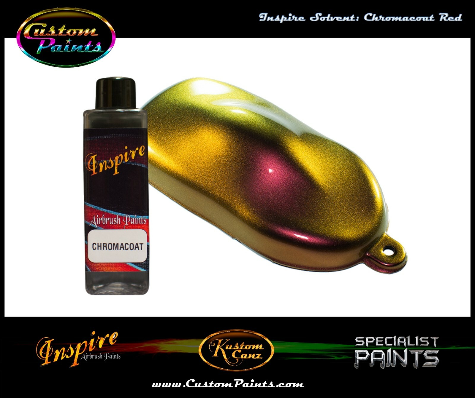 INSPIRE CHROMACOAT RED 4oz AIRBRUSH, CUSTOM PAINT, CHAMELEON, MOTORCYCLE