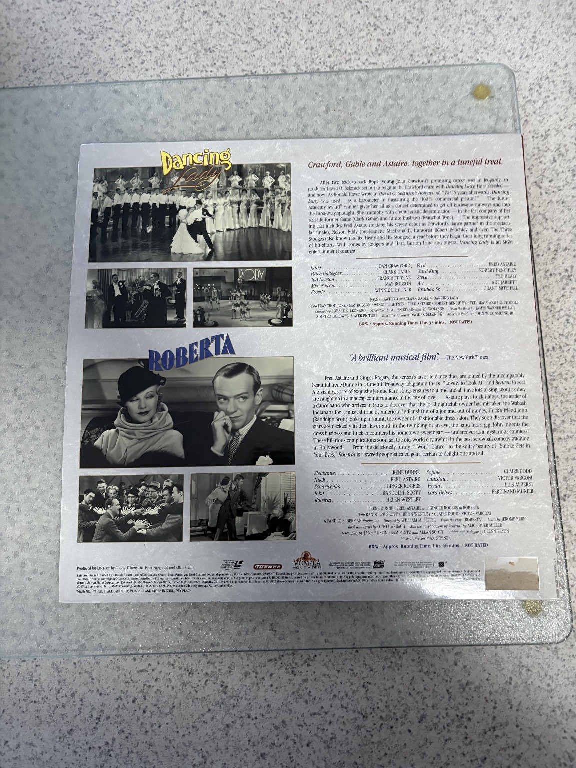 Dancing Lady / Roberta LaserDisc 1933/1935 MGM Double Feature EP Classic