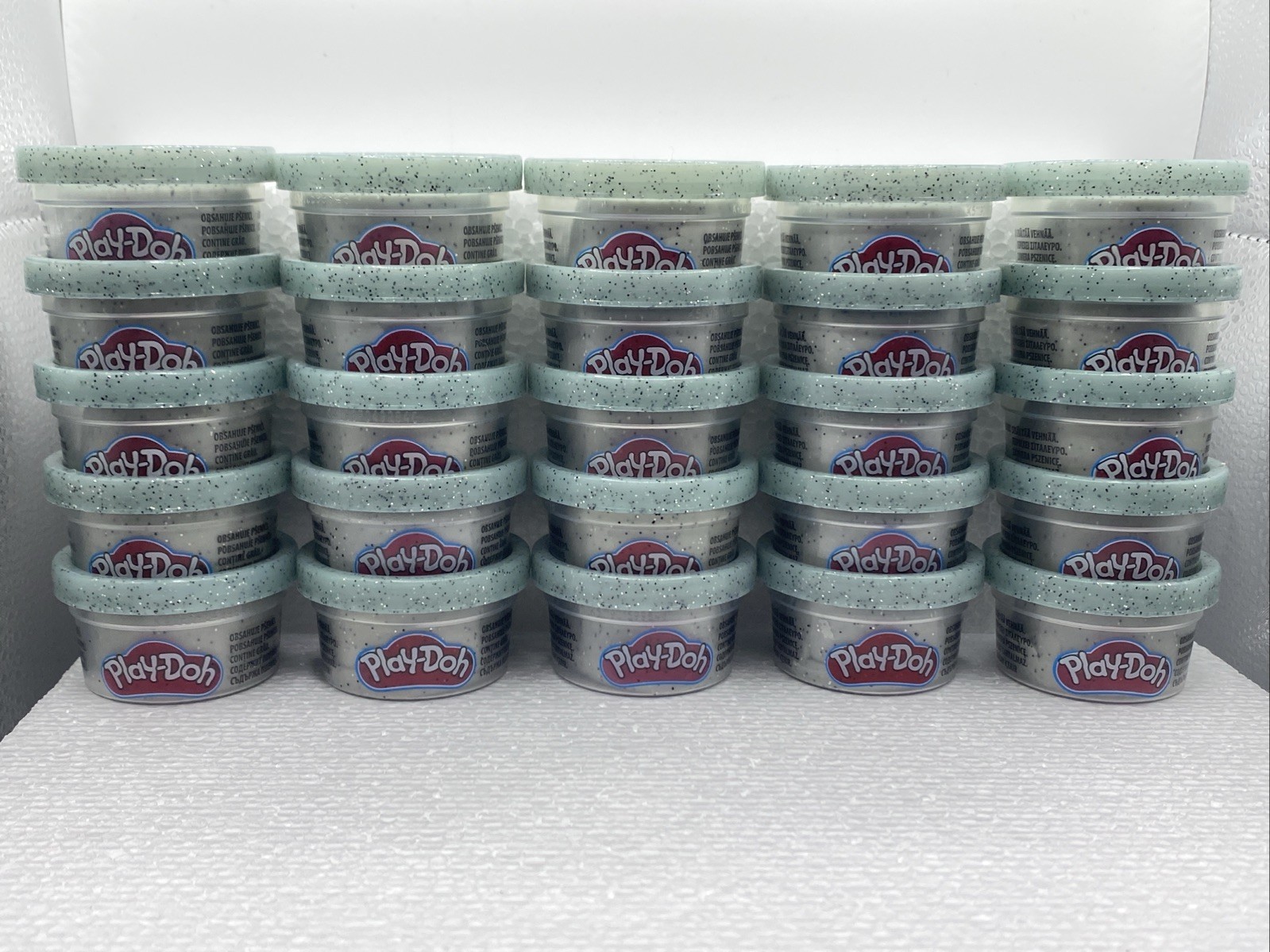 Hasbro Play-Doh (25) 1 Ounce Containers SPARKLE GRAY GLITTER