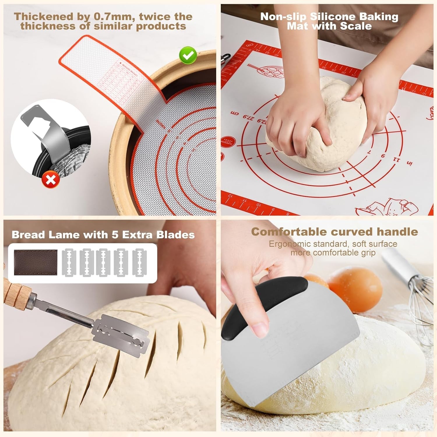 Sourdough Starter Kit Bread Baking Supplies | Proofing Basket Jar Tools Set