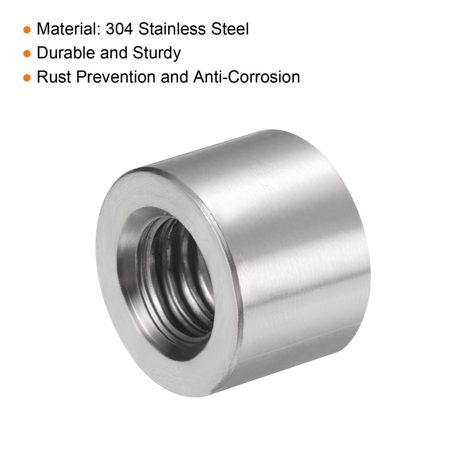 5Pcs Round Connector Nuts, M8x10x14mm Coupling Nut Sleeve Rod Bar Stud Nut
