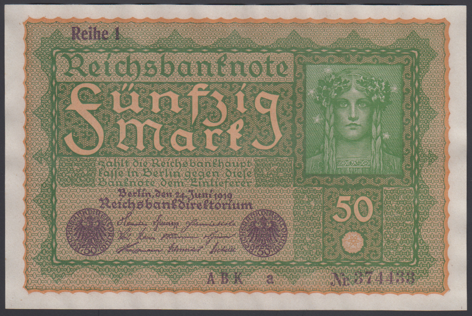 Germany  50  Mark 1919  XF+++  P. 66,   Banknotes, Circulated