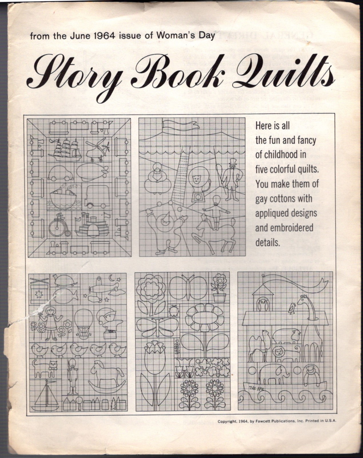1964 STORY BOOK QUILT PATTERNS from Woman's Day Magazine, complete
