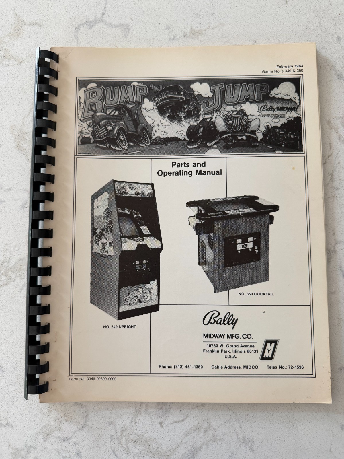 BUMP 'N JUMP Arcade Parts & Operating Manual - Bally/MIDWAY - 1983 Original