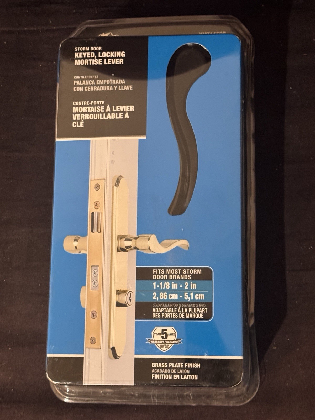 BLACK Wright Storm Door Key, Locking Mortise Lever VMT115PB