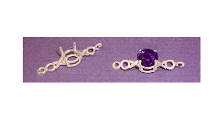 ROUND X's&O's STERLING SILVER BRACELET LINK SETTING (6-8mm)