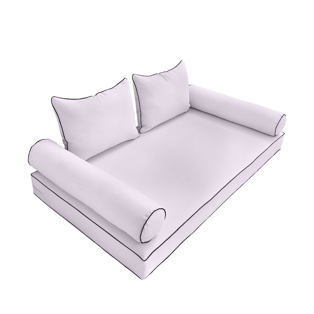 Style4 5PC Contrast Pipe Daybed Mattress Cushion Complete Set Twin Size AD107