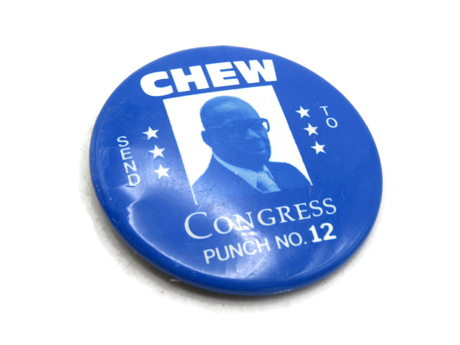 Send Chew To Congress Pin Punch No. 12 Blue & White