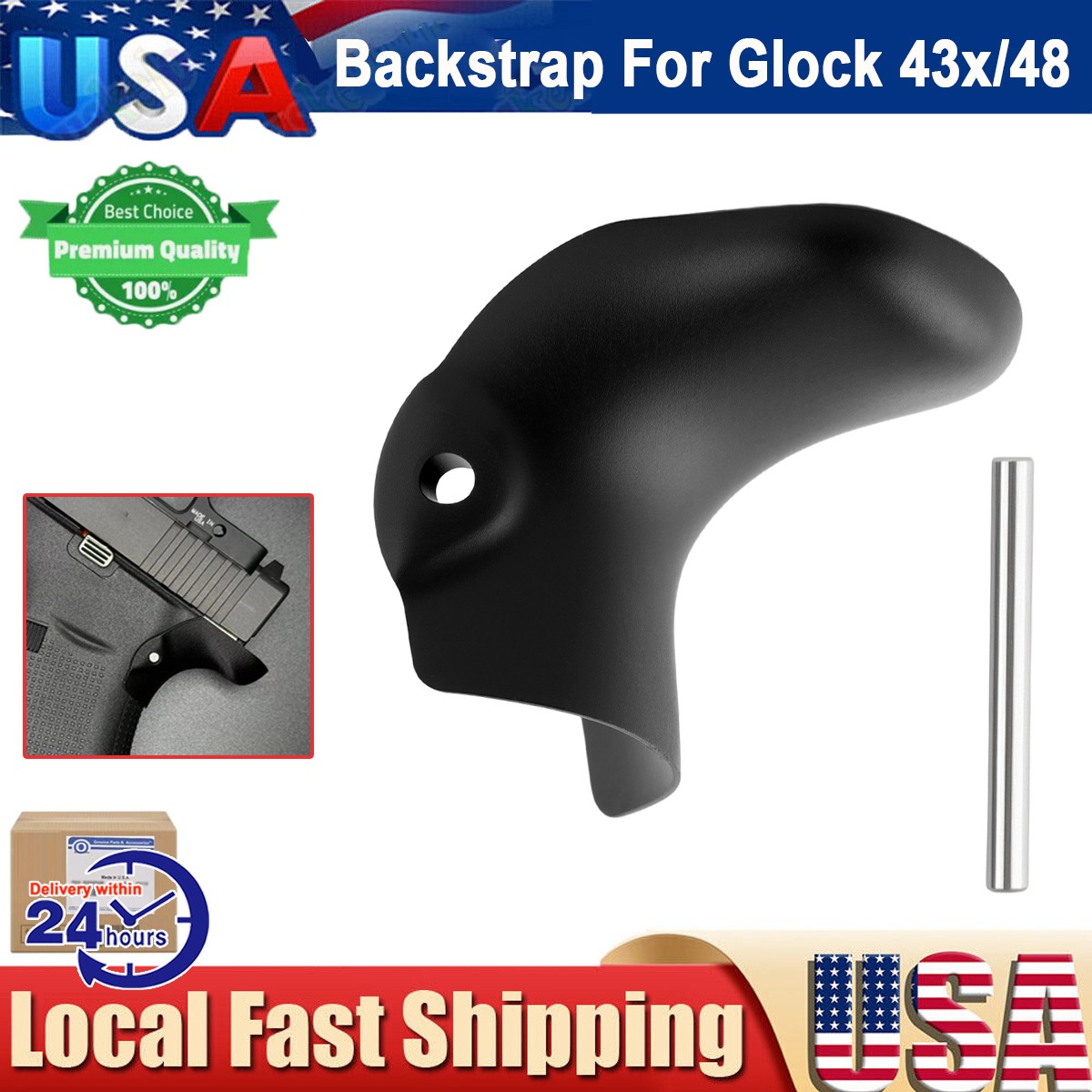 Black Reduce Sliding Beavertail Backstrap For Glock 43x 48 Beavertail Backstrap