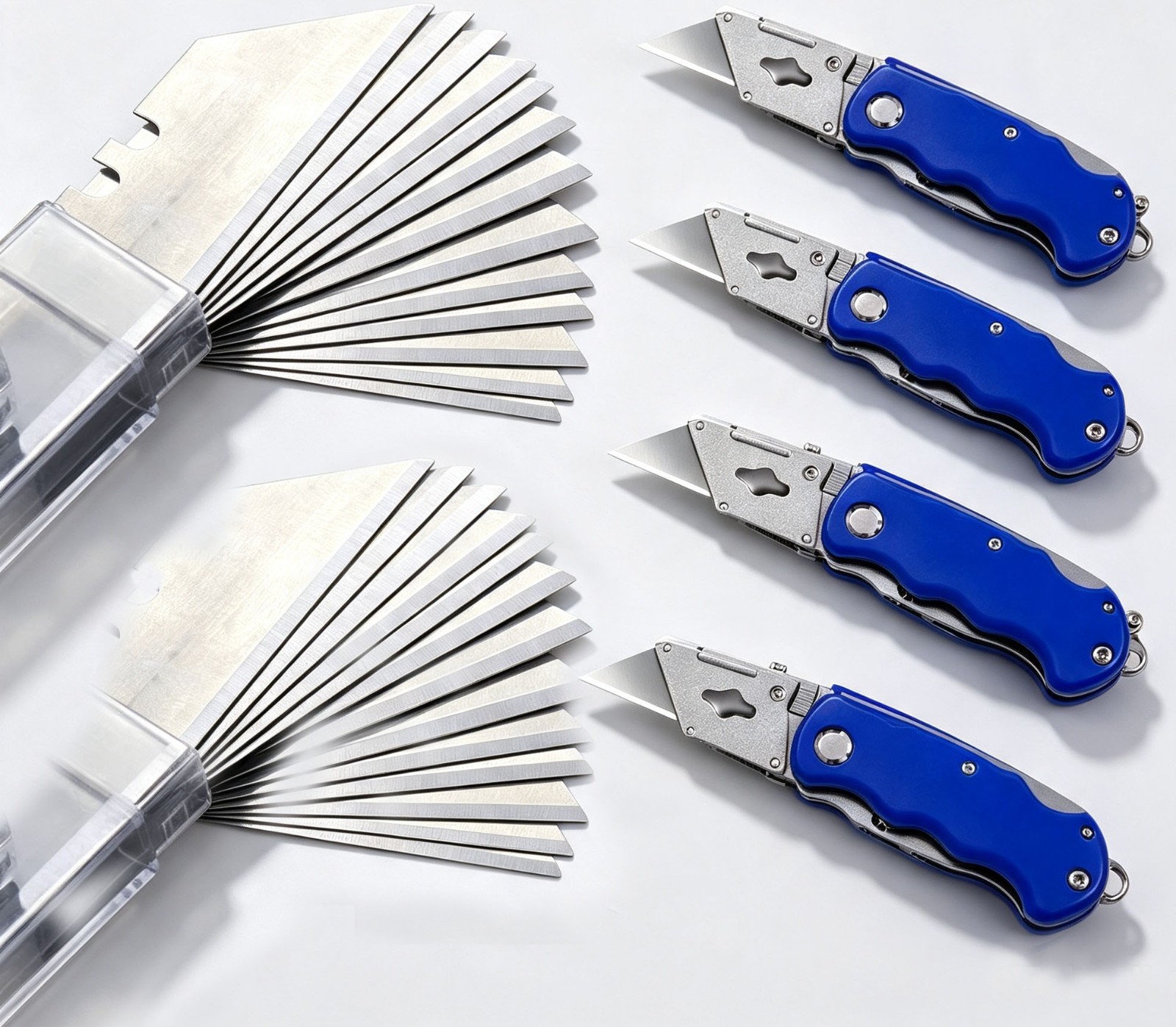 Blue 4-Pack Lockback 3/4-In Folding Utility Knife 40-Blade Heavy Duty Cutter Set