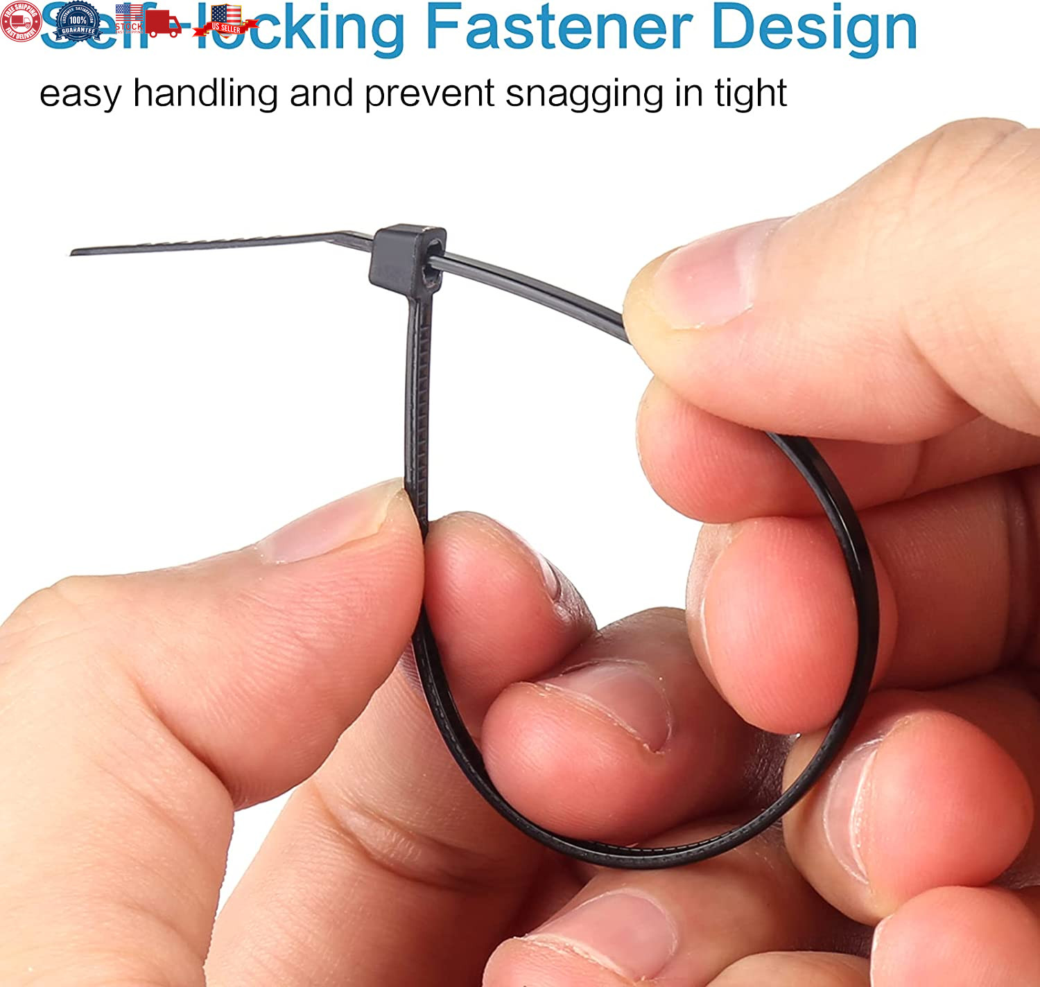 1000 Pcs Black Zip Ties, 4 Inch Small Self-Locking Nylon Cable Ties, Premium Thi