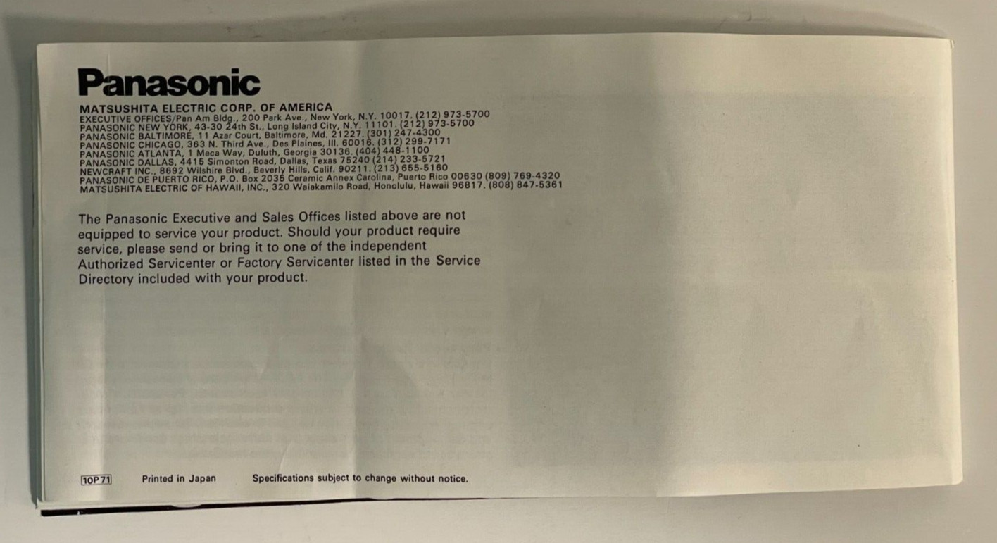 VINTAGE PANASONIC CATALOG BOOKLET MINI COMPLETE LINE 75 Pages