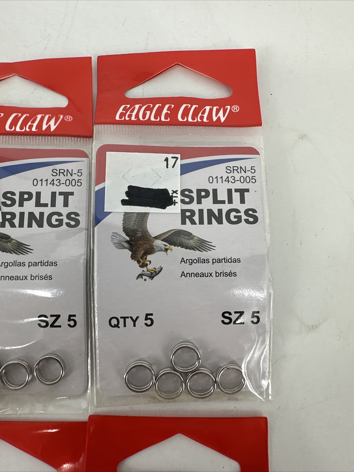 4 PACKS x 5 PIECES Eagle Claw 01143-005 Split Rings Size 5 Silver 20 TOTAL