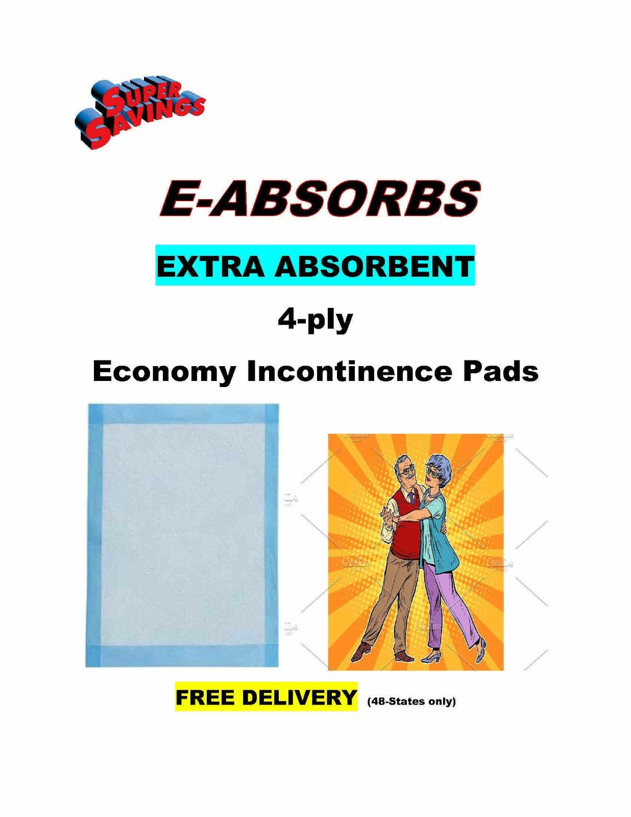 300-XL 23x36"" 4ply EXTRA ABSORB Adult Incontinence Pads EXTRA ABSORBENT 37gr